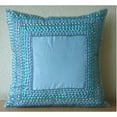 thumbnail image 4 of Pillow Cover 20x20 Blue, Designer Aqua Blue Pillow Cover, 3D Sequins Bordered Pillow Cover, 20x20 inch (50x50 cm) Pillow Cover, Bordered Modern Pillow Cover, Square - Blue Celebrations, 4 of 4