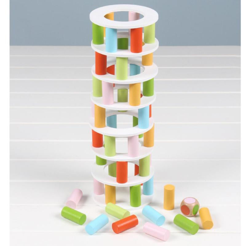 Novel Wooden Balance Puzzle Games Stacking Pisa Tower Developmental Kid Toys 