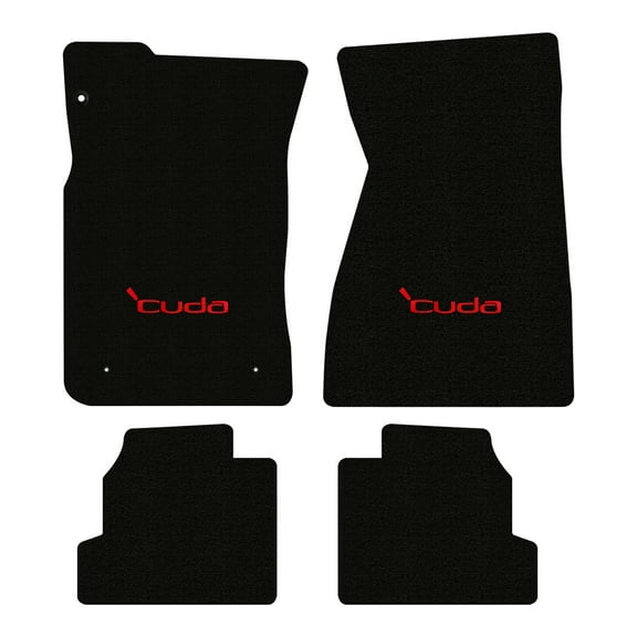 Lloyd Mats LogoMat Custom-Fit 4PC Carpet Floor Mats for 1970-1974 Plymouth Barracuda w/Auto Transmission, Black