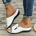 thumbnail image 5 of THDHVS Flat Sandals for Women,Women's Sandals,Women's Fashion Casual Summer Color Matching Thick Bottom Hollow Open Toe Wedge Heel Beach Sandals White 6, 5 of 5