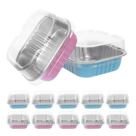 Pretyzoom 20Sets Small Aluminum Foil Cake Pans with Lids for Parties Picnics and Baking