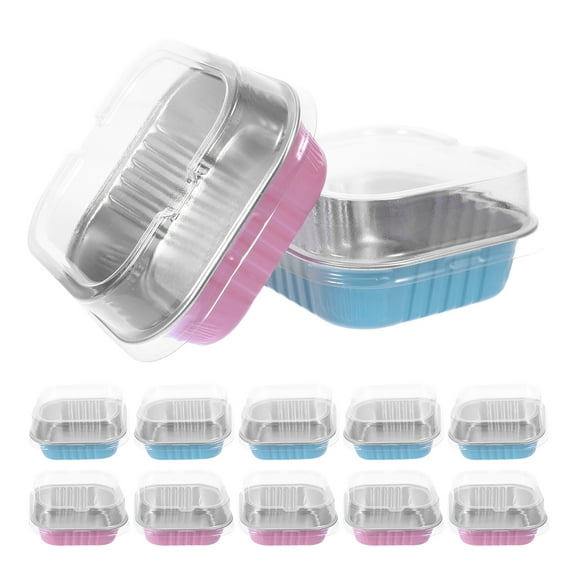 Pretyzoom 20Sets Small Aluminum Foil Cake Pans with Lids for Parties Picnics and Baking