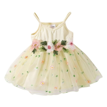 

Little Child Girls Dresses Floral Printed Sleeveless O-Neck Casual Summer Thin Style Casual Loose Princess Comfy Soft Sundress For Children