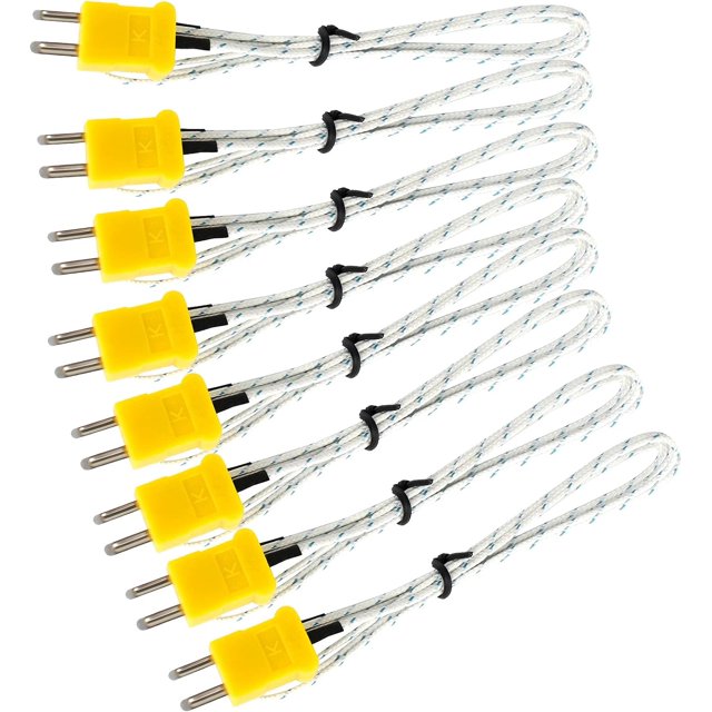 Paquete de 8 sensores de temperatura de termopar con mini enchufe tipo K Sensor de temperatura de termopar de 1 metro Conexión tipo K Rango de medición de termopar -50 ~ 400 °C
