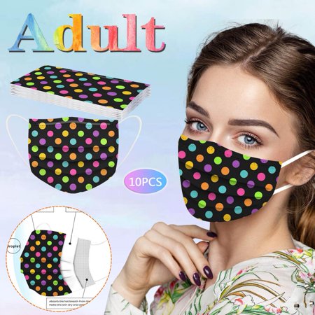 ICQOVD 10Pc Adult Wave Point Print Ddust-Proof Disposable Protective Mask