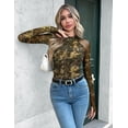 thumbnail image 5 of Zeagoo Women's Going Out Top Long Sleeve Sheer Mesh Shirts Fitted Mock Neck Trendy Blouses, 5 of 7