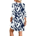 thumbnail image 4 of Women's Polka Dot Print T-Shirt Dress Casual 3/4 Sleeve V-Neck Loose-Fit Dress With Pockets, 4 of 6