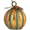 thumbnail image 4 of 13" Autumn Harvest Pumpkin Metal Decoration - Orange and Green, 4 of 8