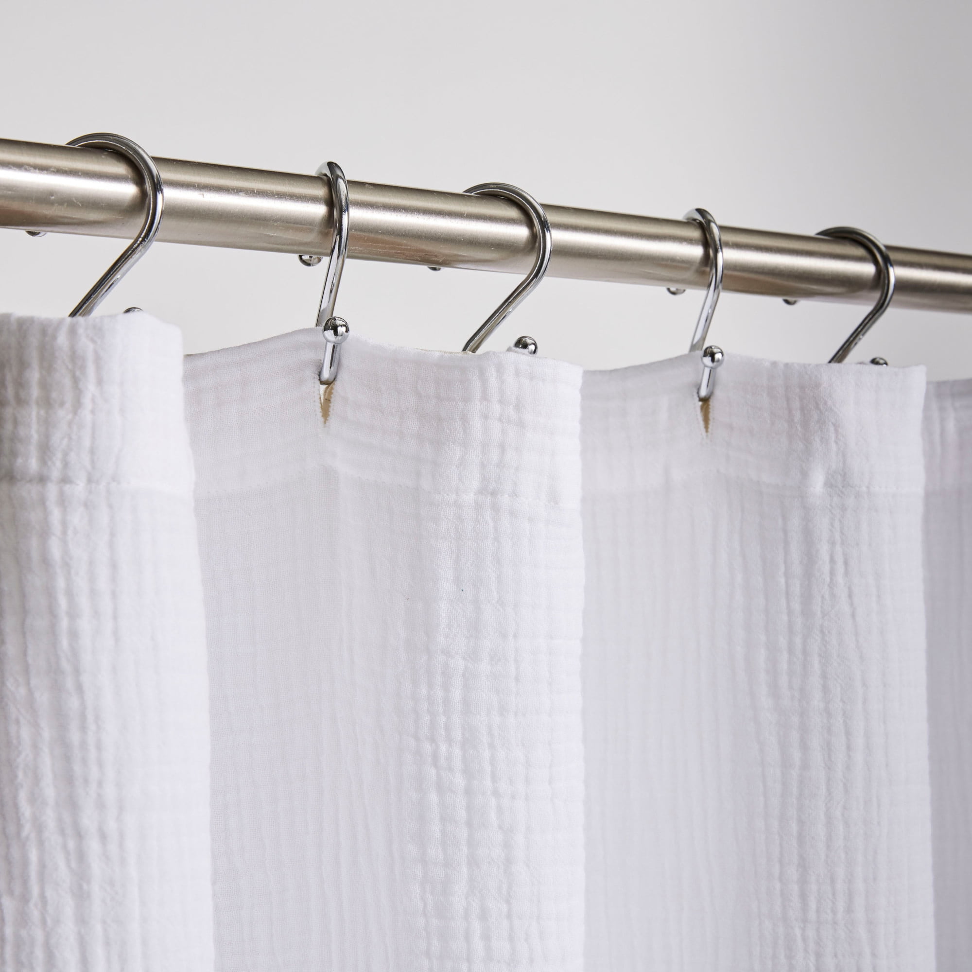 Better Homes & Gardens Gauze Shower Curtain Arctic White, 100% BCI Cotton, 72"W x 72"L, 1 Piece