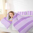 thumbnail image 5 of Castle Fairy Geometric Thin Vertical Stripe 7-Piece Twin Bedding,Mid Century Wide Band Bedding Comforter Set,Lavender White,Reversible, 5 of 7