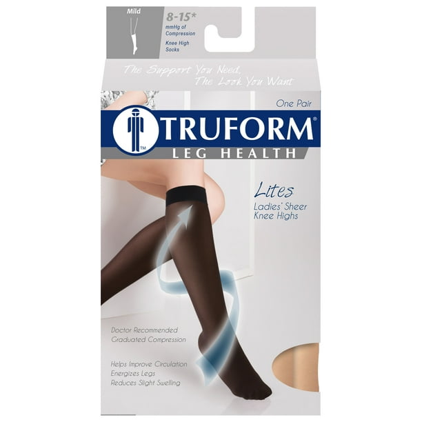 Truform Sheer Knee High Stockings: 8 - 15 mmHg, Beige, Large 