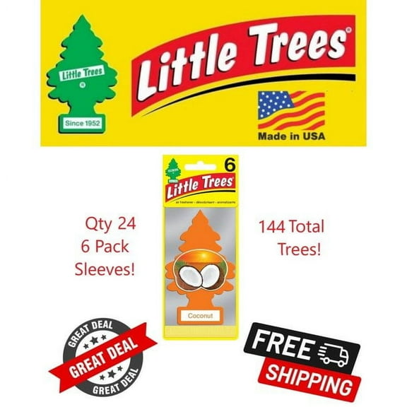 Little Trees 60317 Coconut Scent Hanging Air Freshener for Car & Home 144 Pack!