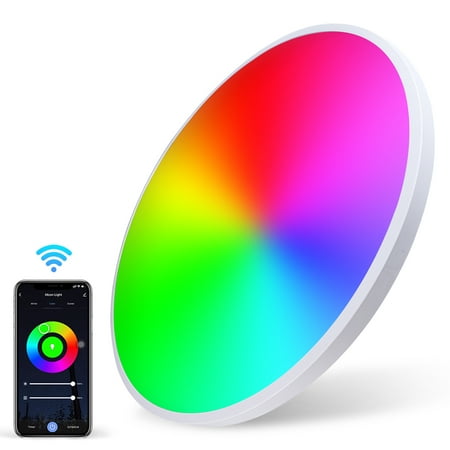 

MIXFEER A C110-120V 24W Intelliegnt 84LEDs Ceiling Light BT/ Wirelessly Connected Mode Tuya Phone App & Controller Controlling Supported 16 Millions Colors Changing/ Diverse Dynamic Effects/ Music