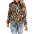 thumbnail image 2 of Tejiojio Womens Fall Clearance's Women's Casual Print Ethnic Style Long Sleeve Pocket Hoodie Womens Sweatshirts & Hoodies, 2 of 6