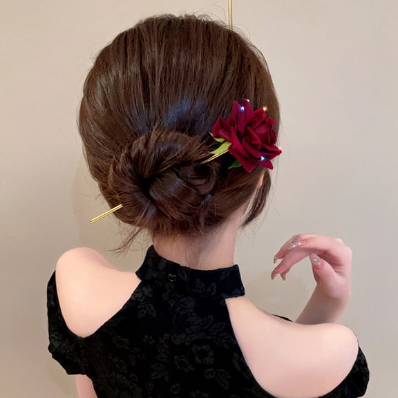 Raindrops Red Wedding Hair Accessories Hair Stick Alloy Elegant for Daily Wearing 1Pcs
