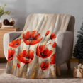 thumbnail image 2 of Red Poppy Flower Watercolor Throw Blanket Flannel Fleece Throws, Watercolor Oil Painting Style Lightweight Super Soft Warm Blankets for Couch Sofa Bed All Season Use, 40x50 in, 2 of 9