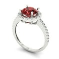 thumbnail image 2 of 1.8 ct Round Cut Natural Garnet with Simulated Diamond Halo Accents 18K White Gold Womens Engagement Ring, 2 of 5