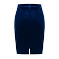 thumbnail image 6 of Besolor Women's Velvet Skirts Stretchy High Waist Back Split Work Office Formal Party Midi Length Pencil Skirts, 6 of 9