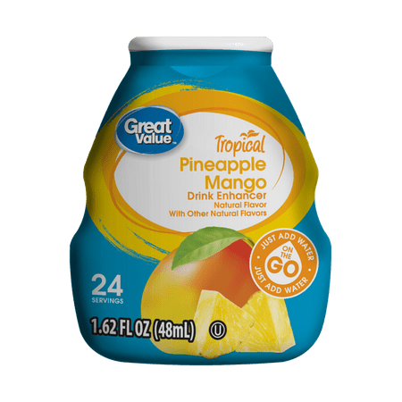 (10 Pack) Great Value Tropical Drink Enhancer, Pineapple Mango, 1.62 fl (Best Water To Drink Brand)