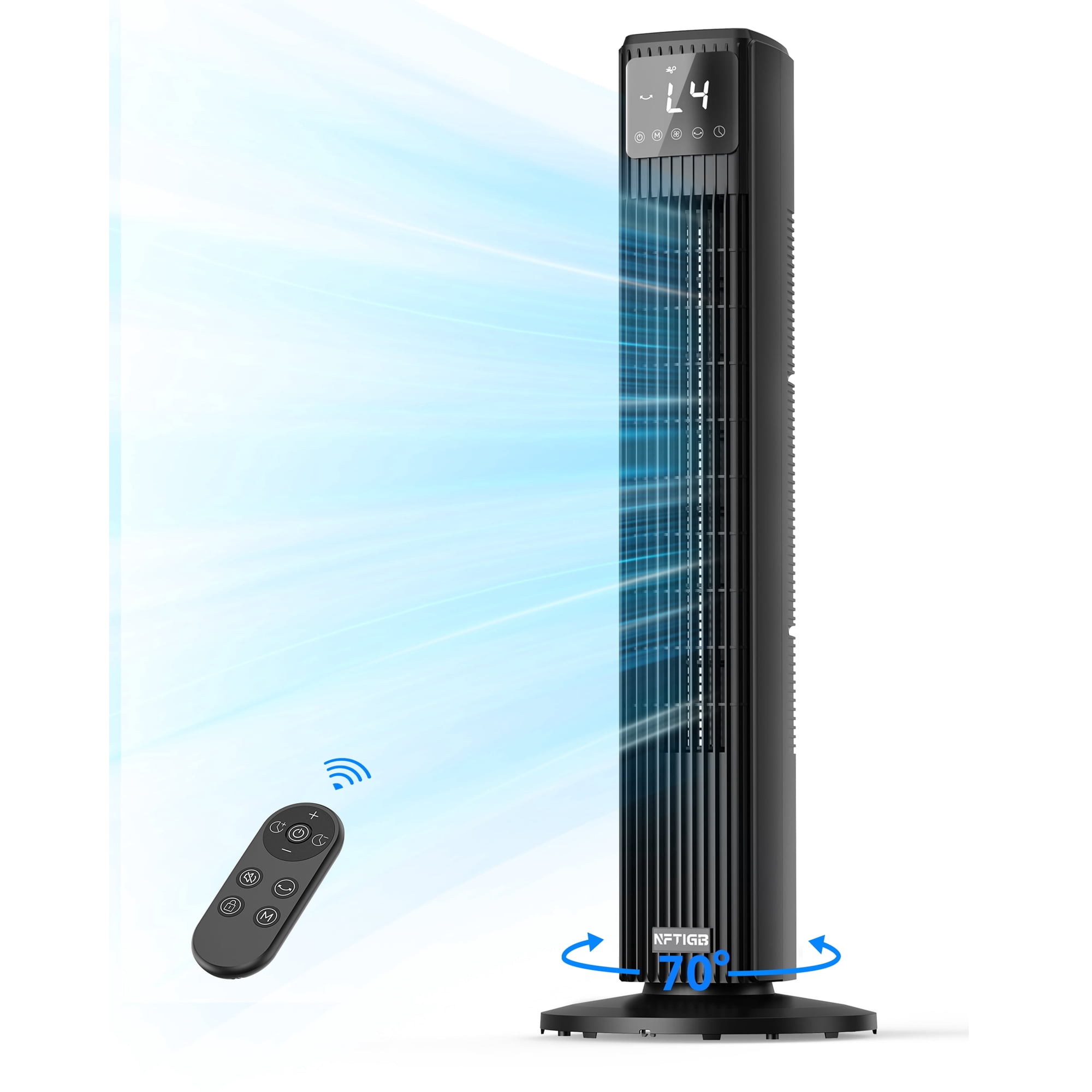 NFTIGB 36" Tower Fans for home, Standing Bladeless Fan with Remote, Oscillating Fan with LED Display, 12H Timer, 4 Speeds, 4 Modes, Powerful Airflow Ultra Quiet Bedroom Fan