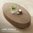 thumbnail image 2 of Gelloan 43.7" Olive Shape Wood Coffee Table, Modern Fluted Coffee Table for Living Room, Veneer Handcrafted Relief Tea Table with Sturdy Pedestal,Brown, 2 of 7