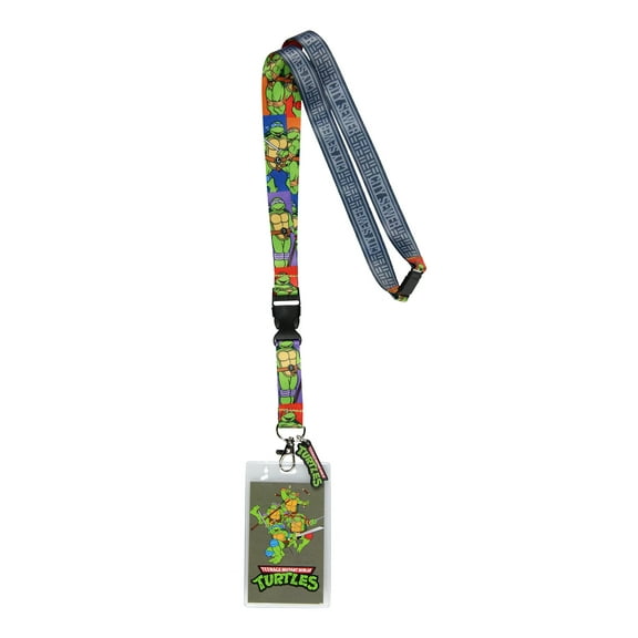 Teenage Mutant Ninja Turtles City Sewer ID Badge Holder  Breakaway Lanyard with 1.5" Rubber Logo Charm