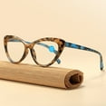 thumbnail image 7 of Women Retro Cat Eye Reading Glasses 4.00 Ladies Anti Blue Light Spring Hinge Brown Blue Tortoiseshell Readers +4.0, 7 of 7