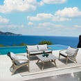 thumbnail image 7 of Armen Living Brighton 4 Piece Outdoor Patio Seating Set in Light Eucalyptus Wood with Charocal Rope and White Cushions, 7 of 7