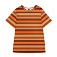 thumbnail image 3 of YDLCAFD Easter Women Home Casual Striped Pattern Round Neck Short Sleeved Pullover Color Block T Shirt Top, 3 of 3