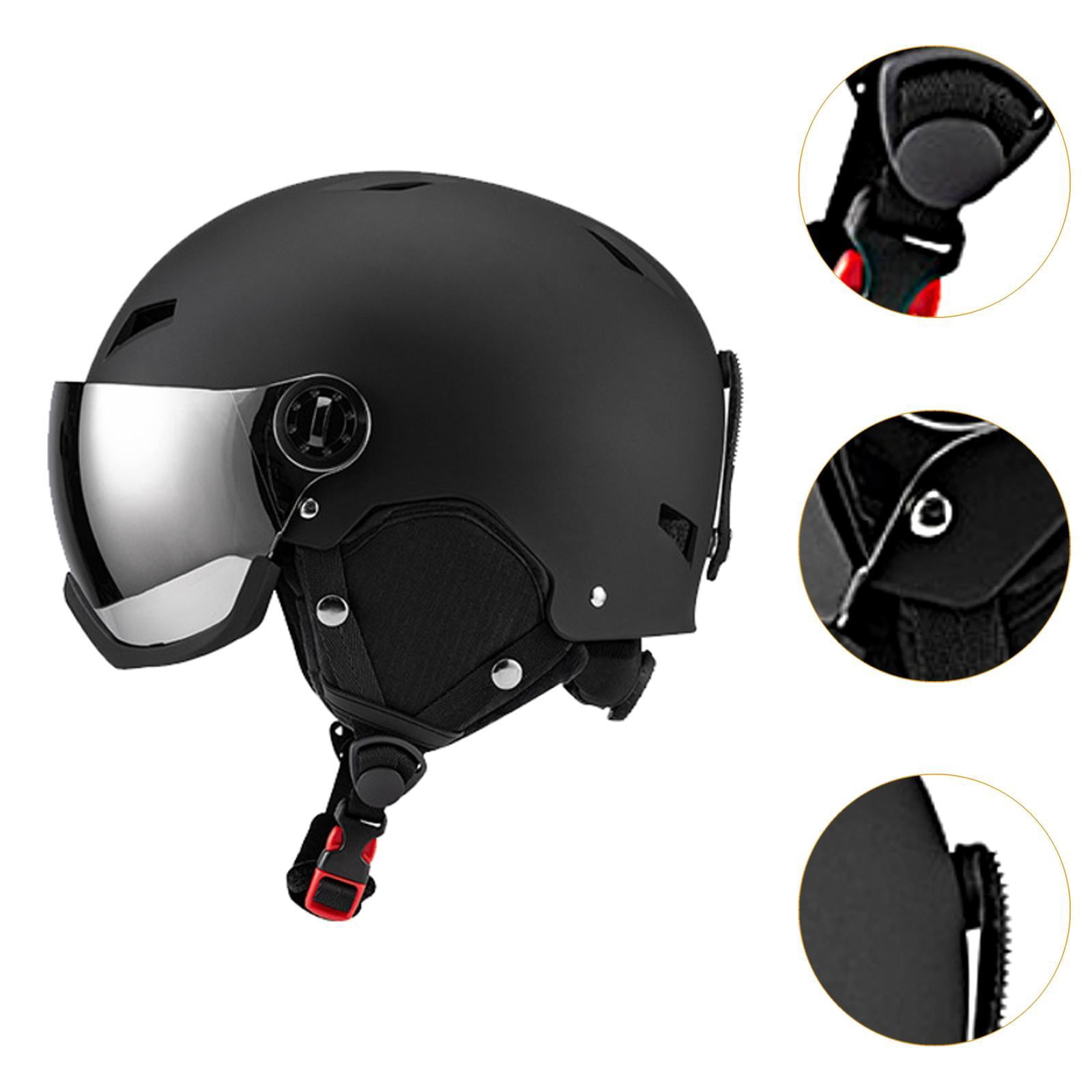 yotijay Snowboard Helmet Breathable Winter with Jaw Pad Shockproof Skateboard Helmet L Black