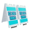 thumbnail image 2 of A-frame Sidewalk Ice Cold Drinks 24" x 36" Double Sided A-Frame Sidewalk Sign, Includes 2 Installed Vinyl Decals | Foldable Portable White Signicade Sandwich Board Signs, 2 of 5
