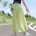 thumbnail image 2 of Tranfacy Girls 7-15 Years Fall Pants Solid Ice Silk Wide Leg Casual Straight Leg 9 Minute Pants Trousers, 2 of 5