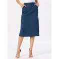 thumbnail image 4 of DARING DIVA Women's Soft Spring Summer Cotton High Waisted Skirt with Pockets S Dark Blue, 4 of 6