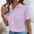 thumbnail image 4 of Tops de Color Sólido para las Mujeres Manga Corta V-Cuello Botón Arriba, Blusa de Moda Casual para el Uso Diario, 4 of 9