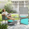 thumbnail image 5 of 5 PCS Outdoor Patio Furniture Set with Table&Ottoman Outdoor Furniture Patio Set Bistro Wicker Patio Set (Gray Wicker&Green Cushion), 5 of 7