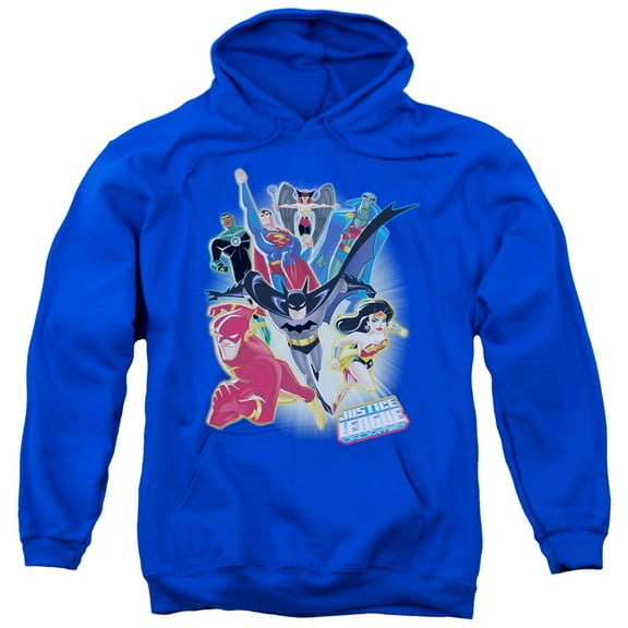 JLA Justice League Unlimited Adult Pullover Hoodie Sweatshirt Royal Blue