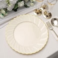 thumbnail image 6 of Balsa Circle 10 Ivory 10" Round Disposable Plastic Salad Dinner Plates Gold Swirl Design Trim Party Decorations, 6 of 8