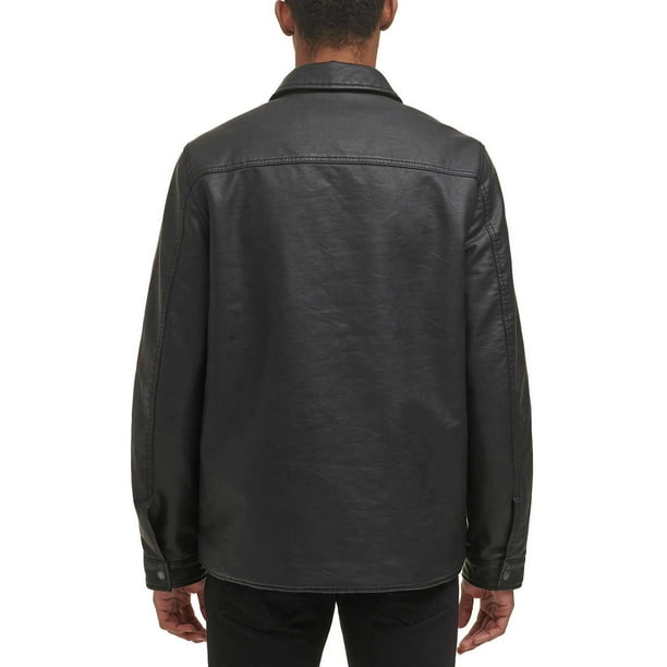 Levi's Men's Full Fleece Lining Faux Leather Jacket, Black, Large