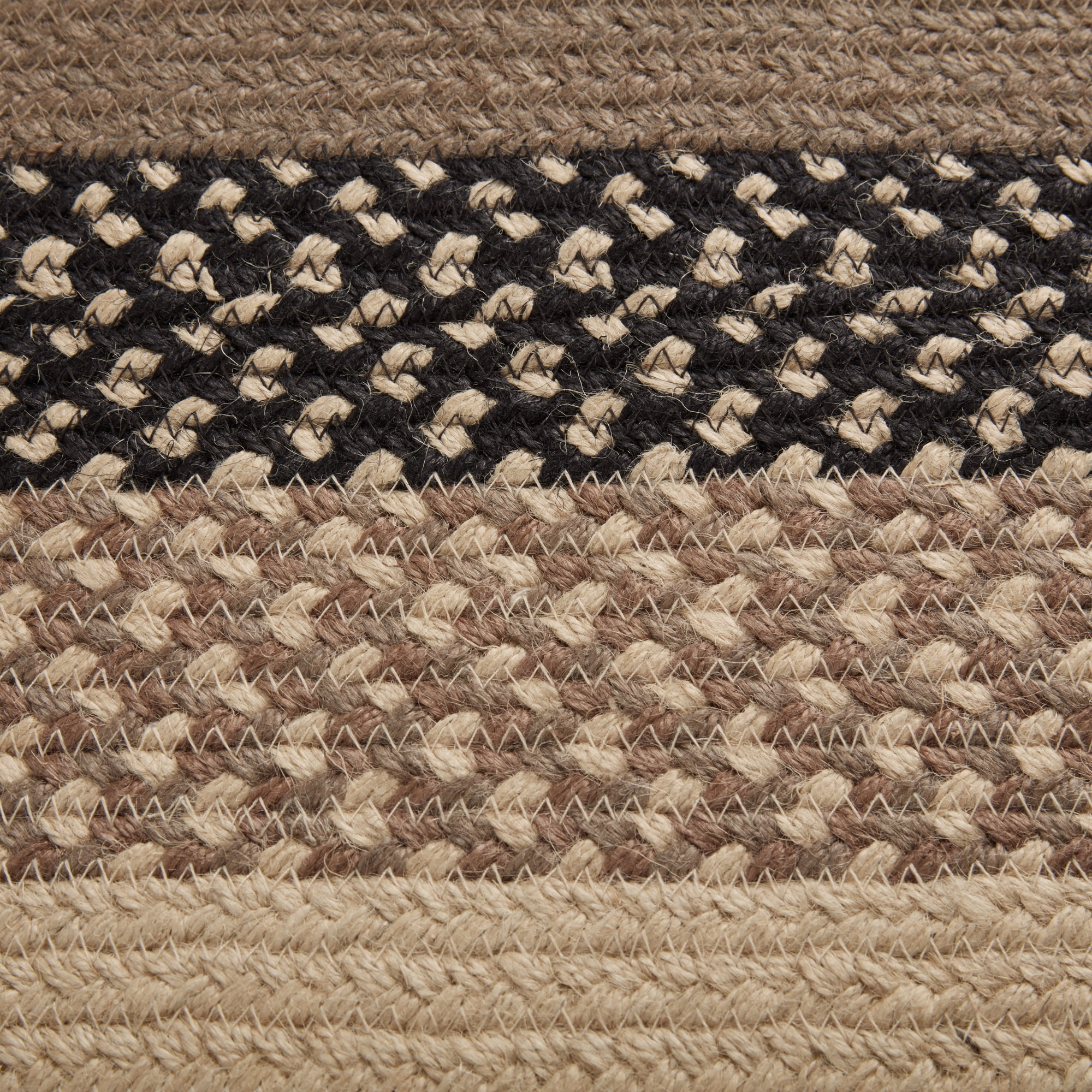 VHC Brands Jute Area Rug with Non-Skid Pad, Rectangular, Black & Tan, 60x96
