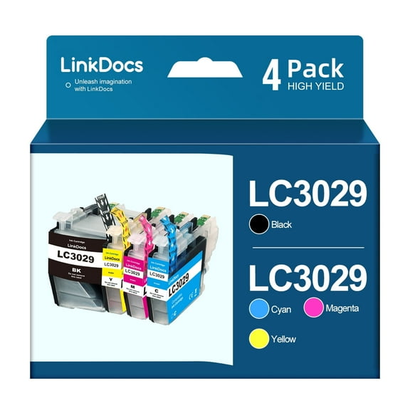 LC3029XXL Super High Yield Ink Cartridge (4 Pack, 1 each BCMY) Replacement for Brother LC3029 XXL LC3029BK LC 3029 to use with MFC-J5830DW MFC-J5930DW MFC-J6535DW MFC-J6535DWXL MFC-J6935DW