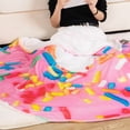 thumbnail image 5 of Pink Donut Blanket for Adult and Kids, Soft Flannel Round Blanket,Giant Food Blanket, 59", 5 of 8