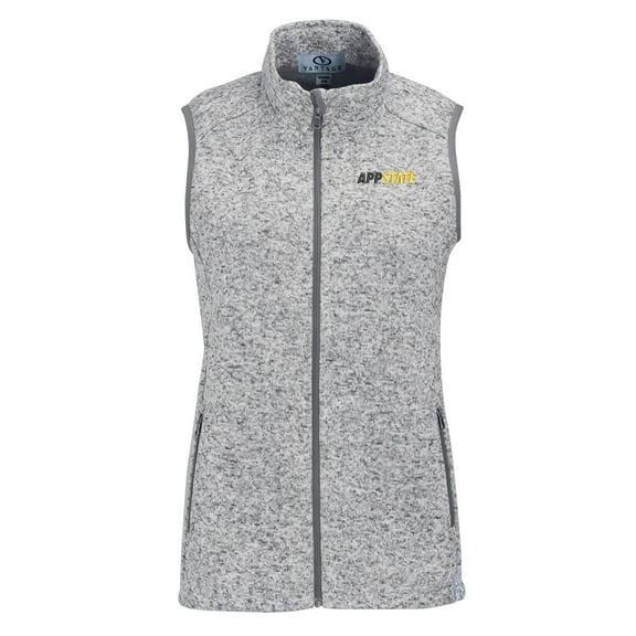 Women's Heather Gray Appalachian State Mountaineers Summit Fleece Full Zip Sweater Vest