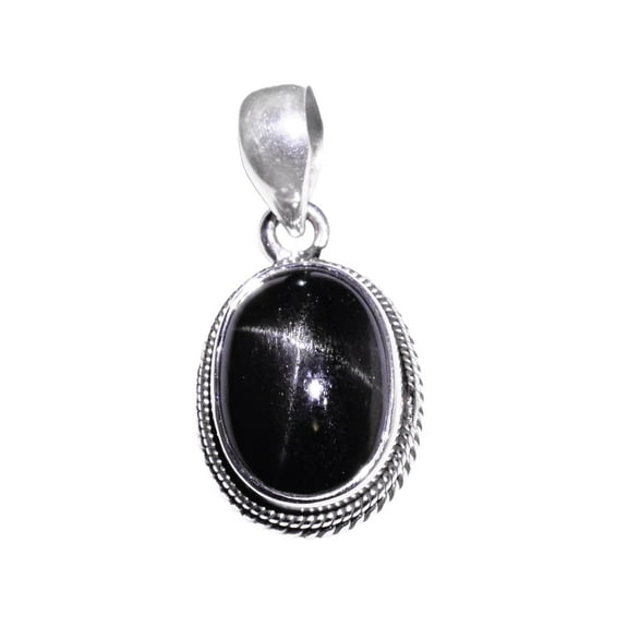 Black Star Gemstone 925 Sterling Silver Pendant Jewelry Gift for Women