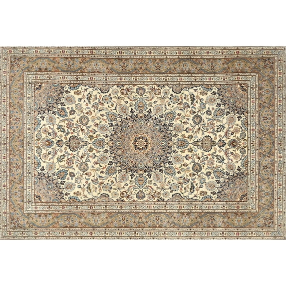 Ahgly Company Indoor Rectangle Traditional Brown Medallion Area Rugs, Swatch Sample