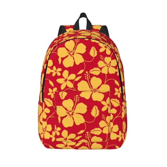 Vsdgher Red Vintage Flowers Print Canvas Backpack Travel Rucksack Unisex Knapsack 15.7/17.7Inch Laptop Backpack for Work,College -Small