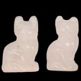 thumbnail image 3 of Adorable! 2 Rose Quartz Sitting Carved Cat Animal Beads | 21x14x10mm | Pink | 2 Beads, 3 of 11