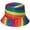 D, variant on Rainbow Color Bucket Hat Breathable Colorful Stripe Pattern Wide Brim Bucket Hat Polyester Fisherman Cap Unisex