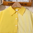 thumbnail image 6 of NAISIBABY Girls A-Line Dress, Striped Color Block Ruffle Sleeve Sweet Shirt Dress Yellow 12-13T, 6 of 9