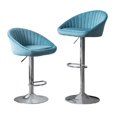 thumbnail image 4 of Swivel Bar Stools Set of 2, Modern Velvet Upholstered Counter Height Barstools with Footrest and Metal Base, Comfy Adjustable Height Dining Chairs for Kitchen Island Restaurants Bars, Blue, 4 of 7