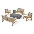 thumbnail image 2 of Allison Outdoor 6 Piece Wood and Wicker Chat Set with Fire Pit, Gray and Dark Gray, 2 of 9